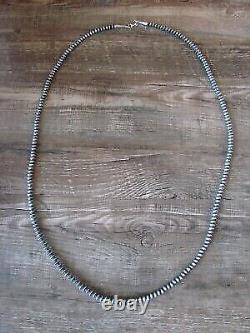 Navajo Pearl Sterling Silver Saucer Bead Hand Strung 35 Necklace Doreen Jake