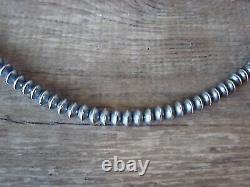 Navajo Pearl Sterling Silver Saucer Bead Hand Strung 35 Necklace Doreen Jake