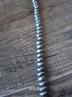 Navajo Pearl Sterling Silver Saucer Bead Hand Strung 35 Necklace Doreen Jake