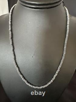 Navajo Pearl Sterling Silver Saucer Bead Hand Strung 4mm 20 Necklace 60420