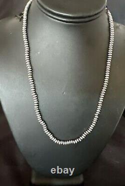 Navajo Pearl Sterling Silver Saucer Bead Hand Strung 5mm 20 Necklace 60520