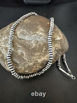 Navajo Pearl Sterling Silver Saucer Bead Hand Strung 5mm 20 Necklace 60520