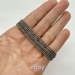 Navajo Pearls 24 inch Necklace Hand Strung Patina Sterling Silver 2mm Native