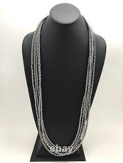 Navajo Pearls 4mm 5S Sterling Silver Bead Necklace Native American 32in 1053