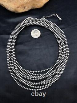 Navajo Pearls 4mm 5S Sterling Silver Bead Necklace Native American 32in 1053