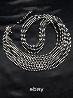 Navajo Pearls 4mm 5S Sterling Silver Bead Necklace Native American 32in 1053