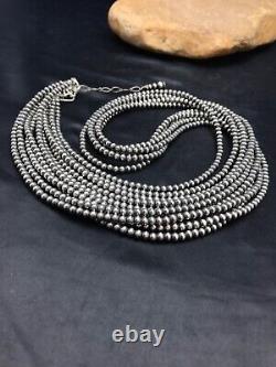 Navajo Pearls 4mm 5S Sterling Silver Bead Necklace Native American 32in 1053