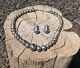 Navajo Pearls Necklace And Earrings Set, Native American Hand Made Sterling