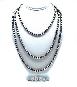 Navajo Pearls Sterling Silver 5mm Beads Necklace