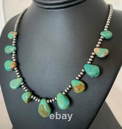 Navajo Pearls Sterling Silver Royston Turquoise Necklace 00482