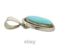 Navajo Pendant 925 Silver Natural Turquoise Handmade Native American Artist C80s