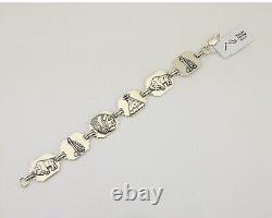 Navajo Picto Bracelet 925 Silver Native American Artist C. 80's