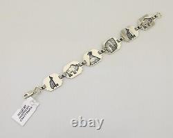 Navajo Picto Bracelet 925 Silver Native American Artist C. 80's