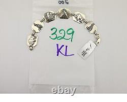 Navajo Picto Bracelet 925 Silver Native American Artist C. 80's