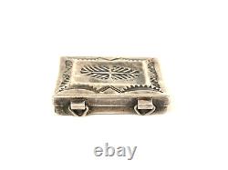 Navajo Pill Box Vintage Stamped 925 Sterling Silver Native American Handmade