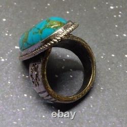 Navajo Ring. 925 Silver Bisbee Turquoise 18 Grams Oval Nugget Native American 9