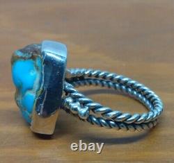 Navajo Ring. 925 Silver Bisbee Turquoise 5.6 Grams Nugget Native American Size 7