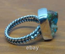 Navajo Ring. 925 Silver Bisbee Turquoise 5.6 Grams Nugget Native American Size 7