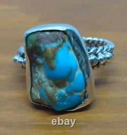 Navajo Ring. 925 Silver Bisbee Turquoise 5.6 Grams Nugget Native American Size 7