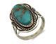 Navajo Ring. 925 Silver Blue Gem Turquoise Native American Artist C. 80's