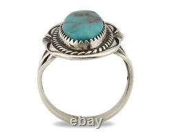 Navajo Ring. 925 Silver Blue Gem Turquoise Native American Artist C. 80's