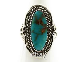 Navajo Ring. 925 Silver Blue Gem Turquoise Native American Artist C. 80's
