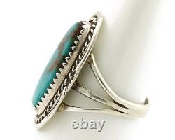 Navajo Ring. 925 Silver Blue Gem Turquoise Native American Artist C. 80's