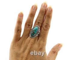 Navajo Ring. 925 Silver Blue Gem Turquoise Native American Artist C. 80's
