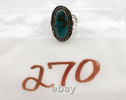 Navajo Ring. 925 Silver Blue Gem Turquoise Native American Artist C. 80's