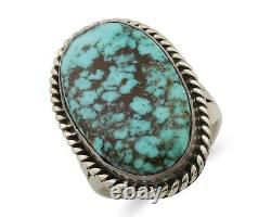 Navajo Ring 925 Silver Blue Spiderweb Turquoise Native American Artist C. 80's