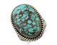 Navajo Ring 925 Silver Blue Spiderweb Turquoise Native American Artist C. 80's