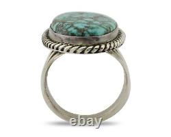 Navajo Ring 925 Silver Blue Spiderweb Turquoise Native American Artist C. 80's