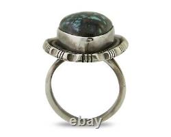 Navajo Ring 925 Silver Blue Spiderweb Turquoise Native American Artist C. 80's