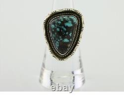 Navajo Ring 925 Silver Blue Spiderweb Turquoise Native American Artist C. 80's