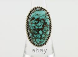Navajo Ring 925 Silver Blue Spiderweb Turquoise Native American Artist C. 80's