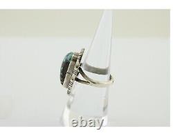 Navajo Ring 925 Silver Blue Spiderweb Turquoise Native American Artist C. 80's