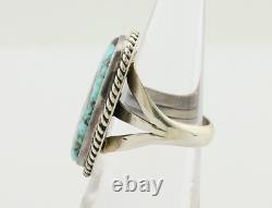 Navajo Ring 925 Silver Blue Spiderweb Turquoise Native American Artist C. 80's