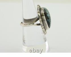 Navajo Ring 925 Silver Blue Spiderweb Turquoise Native American Artist C. 80's