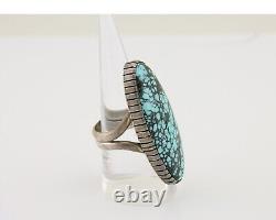 Navajo Ring 925 Silver Blue Spiderweb Turquoise Native American Artist C. 80's