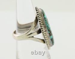 Navajo Ring 925 Silver Blue Spiderweb Turquoise Native American Artist C. 80's