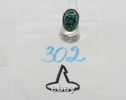 Navajo Ring 925 Silver Blue Spiderweb Turquoise Native American Artist C. 80's