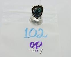 Navajo Ring 925 Silver Blue Spiderweb Turquoise Native American Artist C. 80's