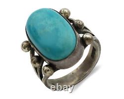 Navajo Ring. 925 Silver Blue Turquoise Native American Artist C. 1980's