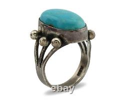 Navajo Ring. 925 Silver Blue Turquoise Native American Artist C. 1980's