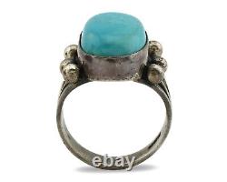Navajo Ring. 925 Silver Blue Turquoise Native American Artist C. 1980's