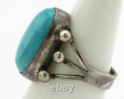 Navajo Ring. 925 Silver Blue Turquoise Native American Artist C. 1980's