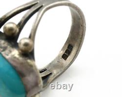 Navajo Ring. 925 Silver Blue Turquoise Native American Artist C. 1980's