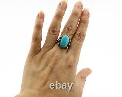 Navajo Ring. 925 Silver Blue Turquoise Native American Artist C. 1980's