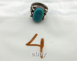 Navajo Ring. 925 Silver Blue Turquoise Native American Artist C. 1980's