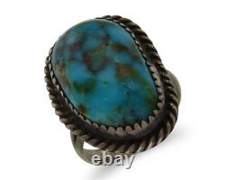 Navajo Ring 925 Silver Blue Turquoise Native American Artist C. 80's
